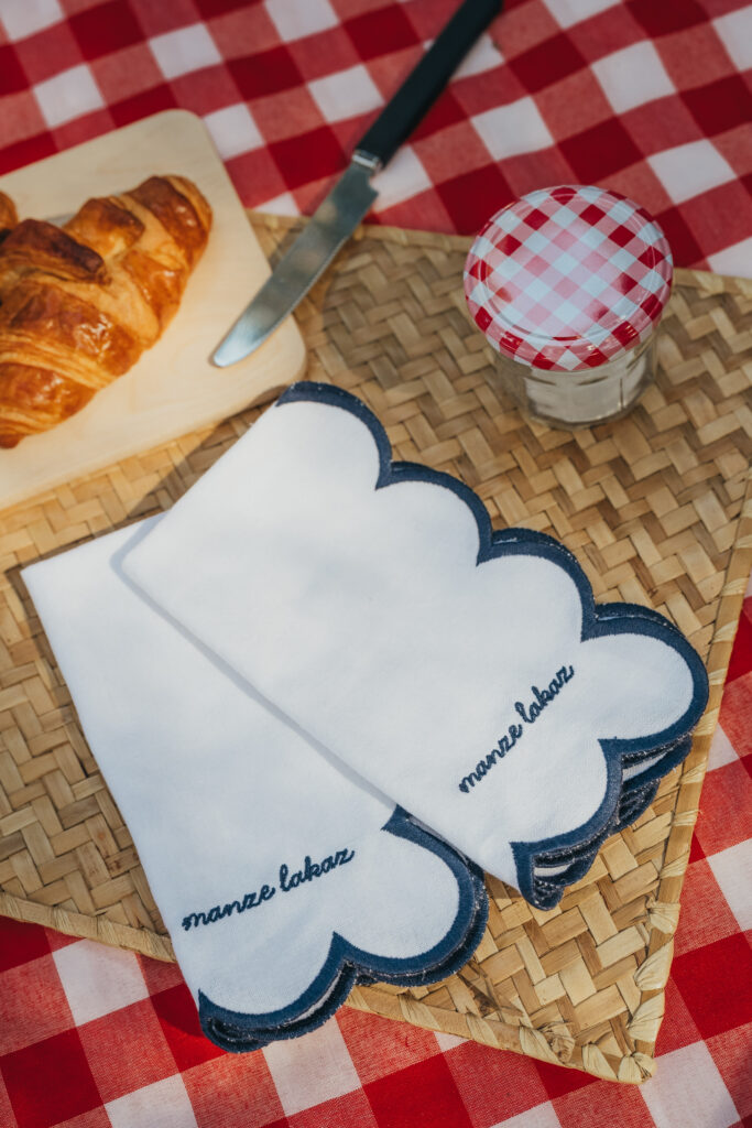 PIKNIK - set de 2 serviettes de table bleues