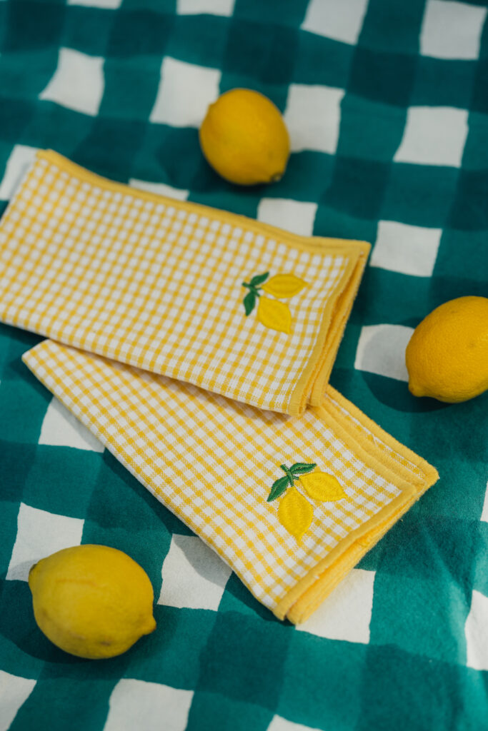 PIKNIK - set de 2 serviettes de table jaunes