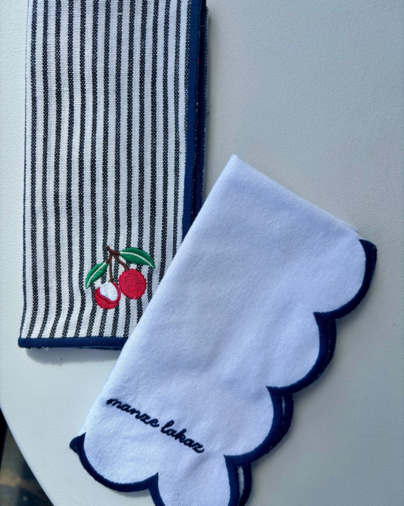 PIKNIK - set de 4 serviettes de table bleues