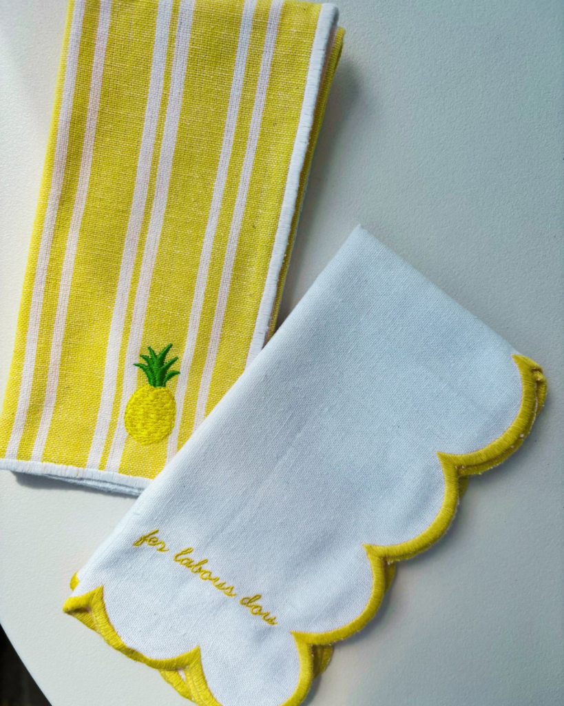 PIKNIK - set de 4 serviettes de table jaunes